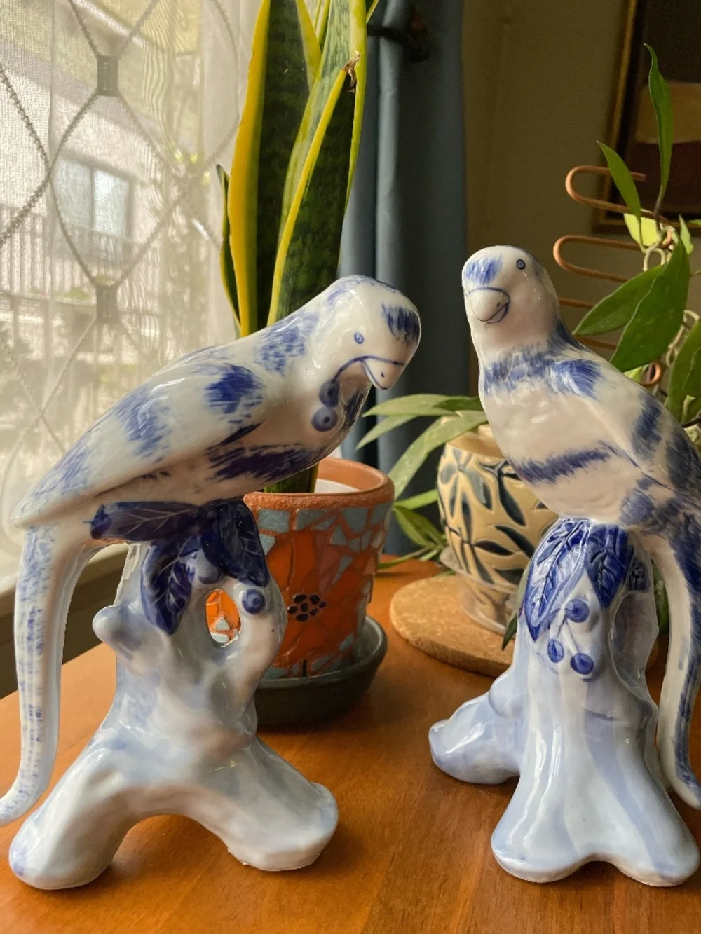 2 Porcelain Parrots